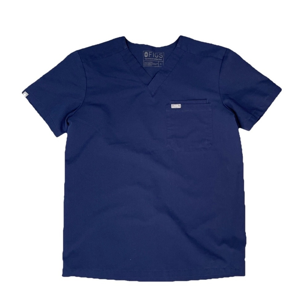 Figs Leon Three Pocket Scrub Top Mens Size Small Navy V Neck FM1500